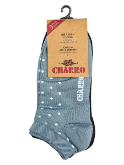 Charro Confezione da 3 paia di calze corte sneakers da donna a pois