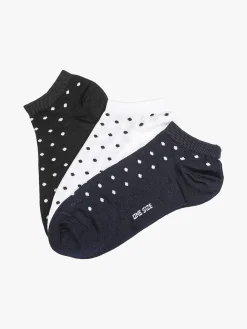 Charro Confezione da 3 paia di calze corte sneakers da donna a pois