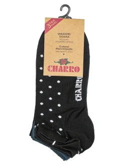 Charro Confezione da 3 paia di calze corte sneakers da donna a pois