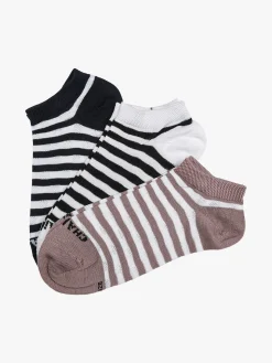 Charro Confezione da 3 paia di calze sneakers a righe da donna in cotone