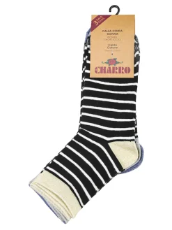 Charro Confezione da 3 paia di calze corte donna a righe