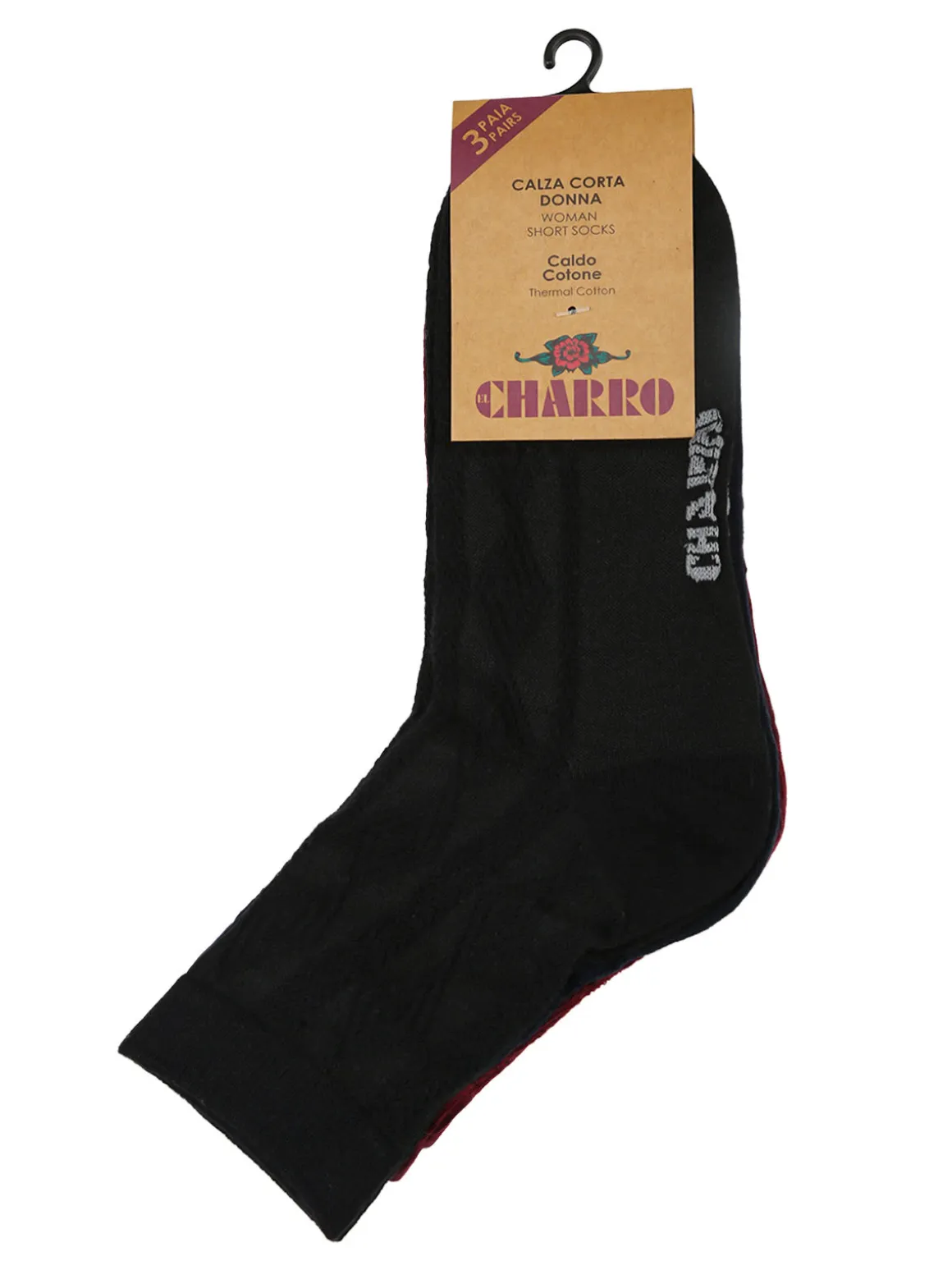 Charro Confezione da 3 paia di calze corte donna a righe