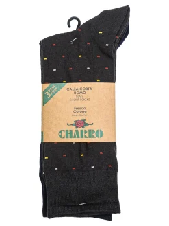 Charro Confezione da 3 paia di calze corte da uomo in fresco cotone