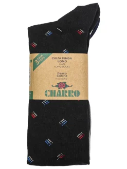 Charro Confezione da 3 paia di calze lunghe da uomo in cotone