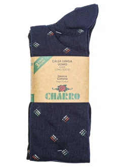 Charro Confezione da 3 paia di calze lunghe da uomo in cotone