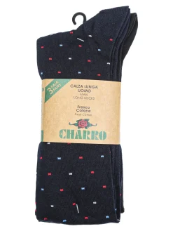 Charro Confezione da 3 paia di calze lunghe da uomo in fresco cotone
