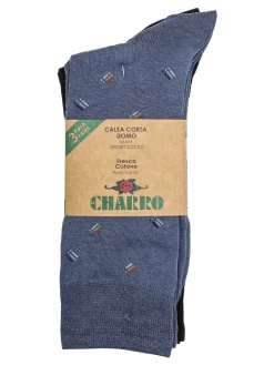 Charro Confezione da 3 paia di calze corte da uomo in cotone
