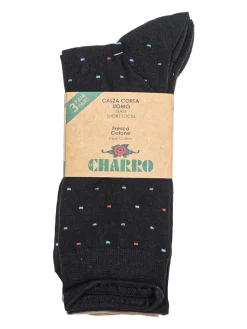 Charro Confezione da 3 paia di calze corte da uomo in fresco cotone