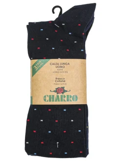 Charro Confezione da 3 paia di calze lunghe da uomo in fresco cotone