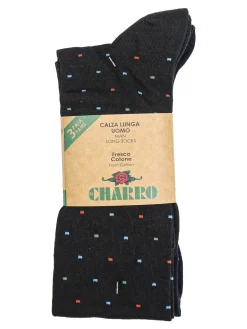 Charro Confezione da 3 paia di calze lunghe da uomo in fresco cotone