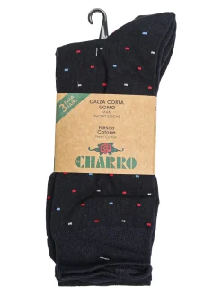 Charro Confezione da 3 paia di calze corte da uomo in fresco cotone