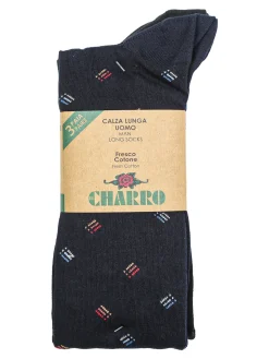 Charro Confezione da 3 paia di calze lunghe da uomo in cotone
