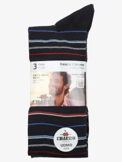 Charro Confezione da 3 paia di calze lunghe uomo a righe