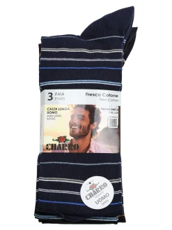Charro Confezione da 3 paia di calze lunghe uomo a righe