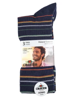 Charro Confezione da 3 paia di calze lunghe uomo a righe