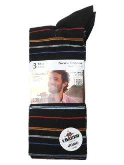 Charro Confezione da 3 paia di calze lunghe uomo a righe
