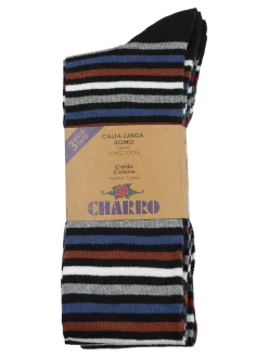 Charro Confezione da 3 paia di calze lunghe uomo a righe