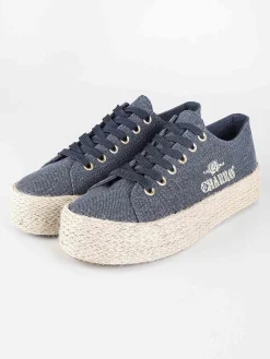 Charro Scarpe in tela jeans con platform in corda