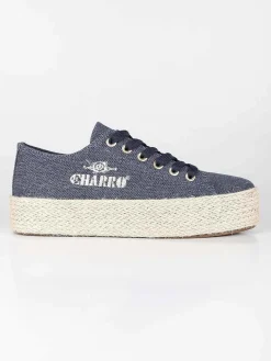 Charro Scarpe in tela jeans con platform in corda
