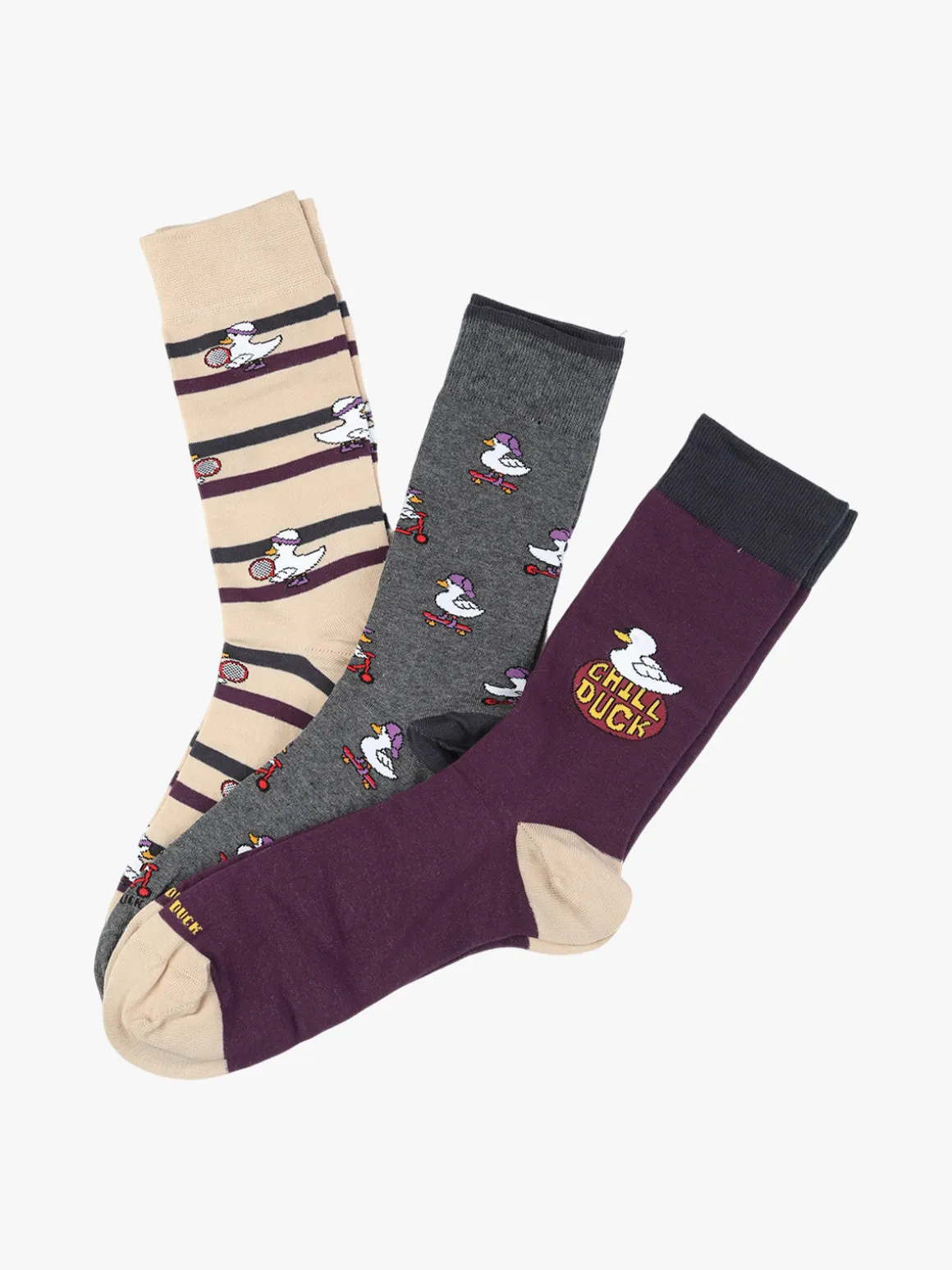 Chill Duck Confezione da 3 paia di calze tennis unisex con disegni