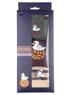 Chill Duck Confezione da 3 paia di calze tennis unisex con disegni