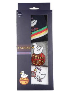 Chill Duck Confezione da 3 paia di calze unisex tennis con disegni