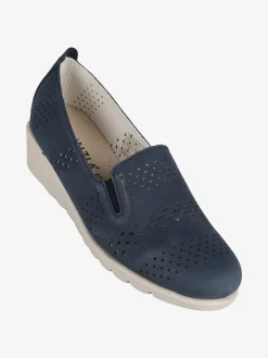 Cinzia Ballerine in pelle traforata con zeppa donna