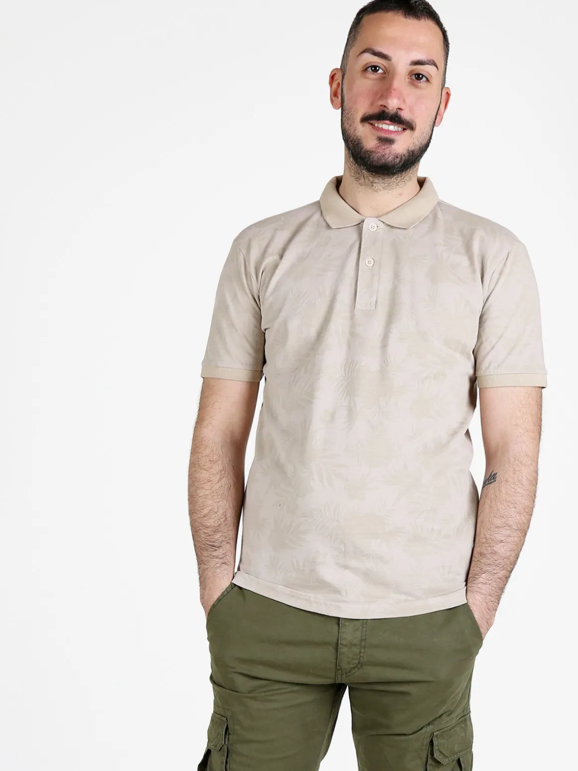 Close-Up Polo da uomo in cotone a maniche corte con stampa