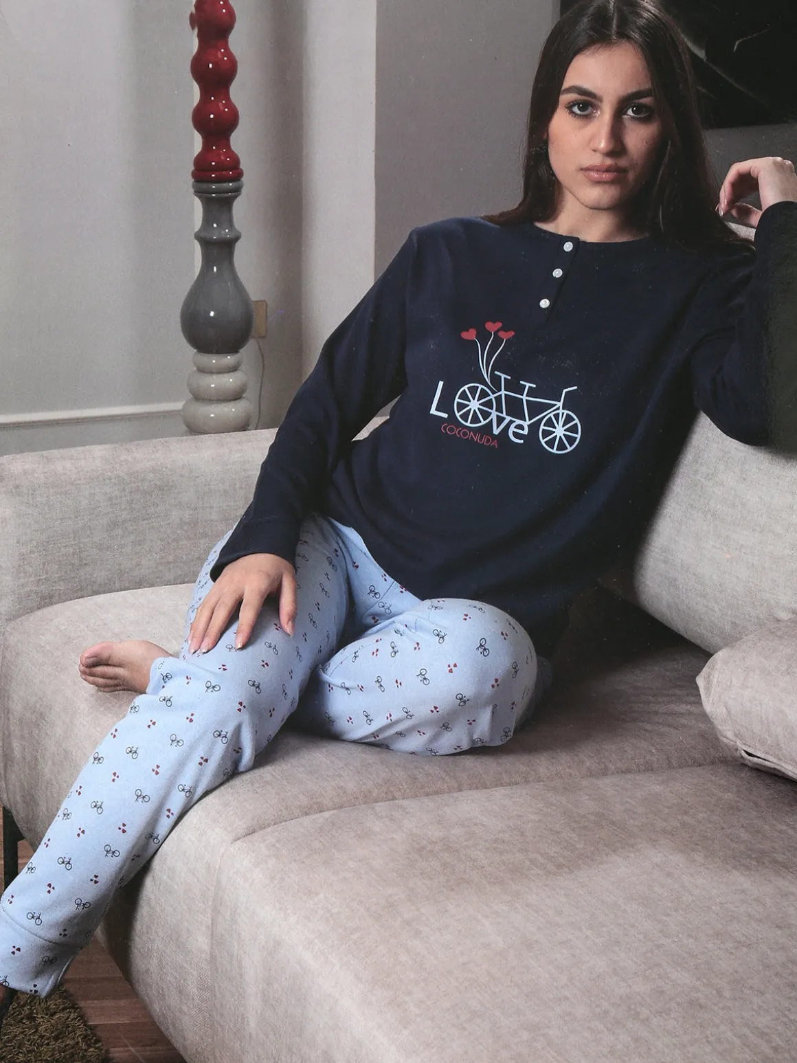 Coconuda Pigiama donna in cotone con stampe - blu scuro
