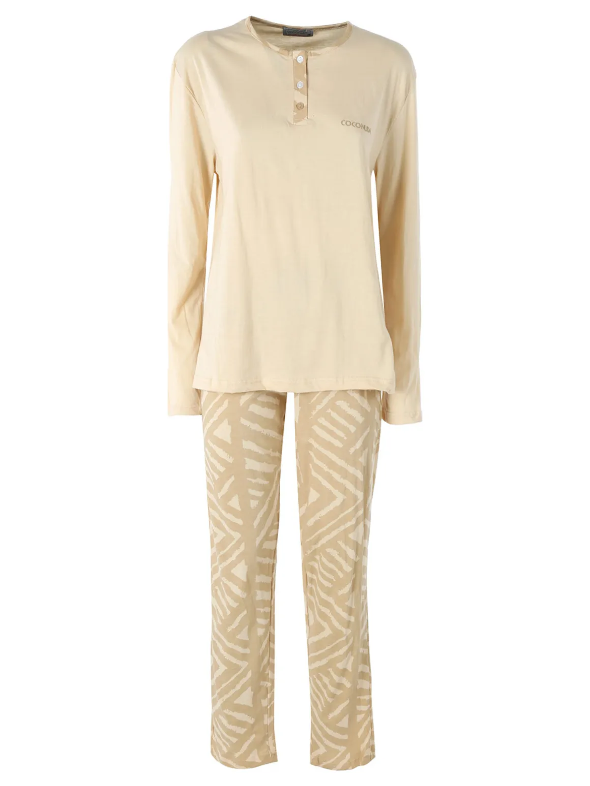 Coconuda Pigiama lungo da donna in cotone - beige