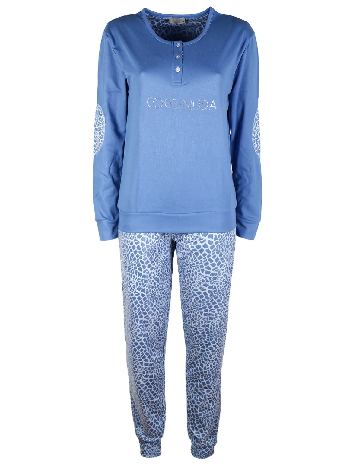 Coconuda Pigiama lungo da donna in cotonte interlock con strass