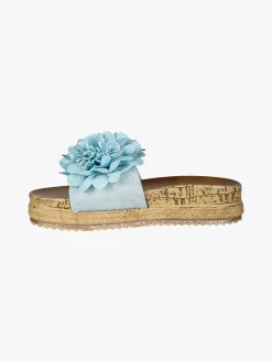 Confort Ciabatte donna con fiore e platform - blu