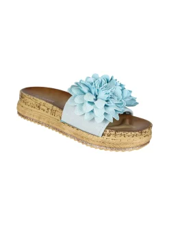 Confort Ciabatte donna con fiore e platform - blu
