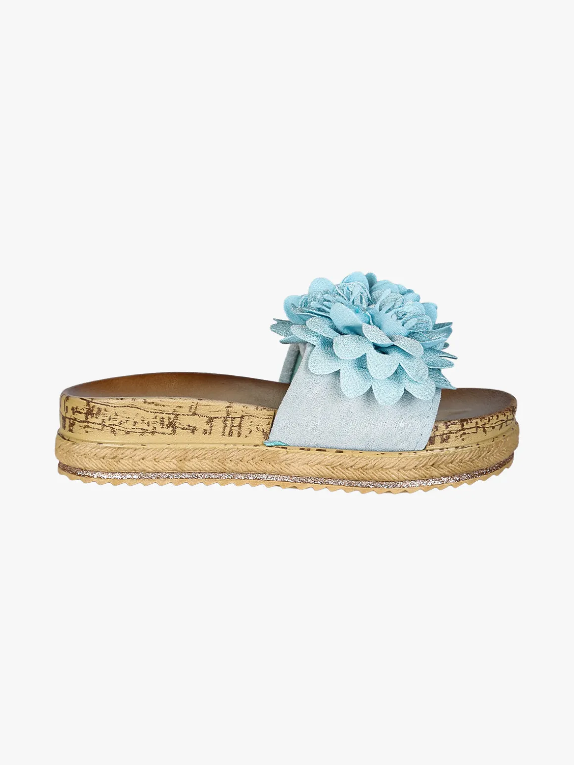 Confort Ciabatte donna con fiore e platform - blu
