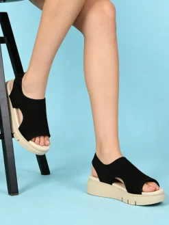 Confosana Sandali donna in tessuto con platform