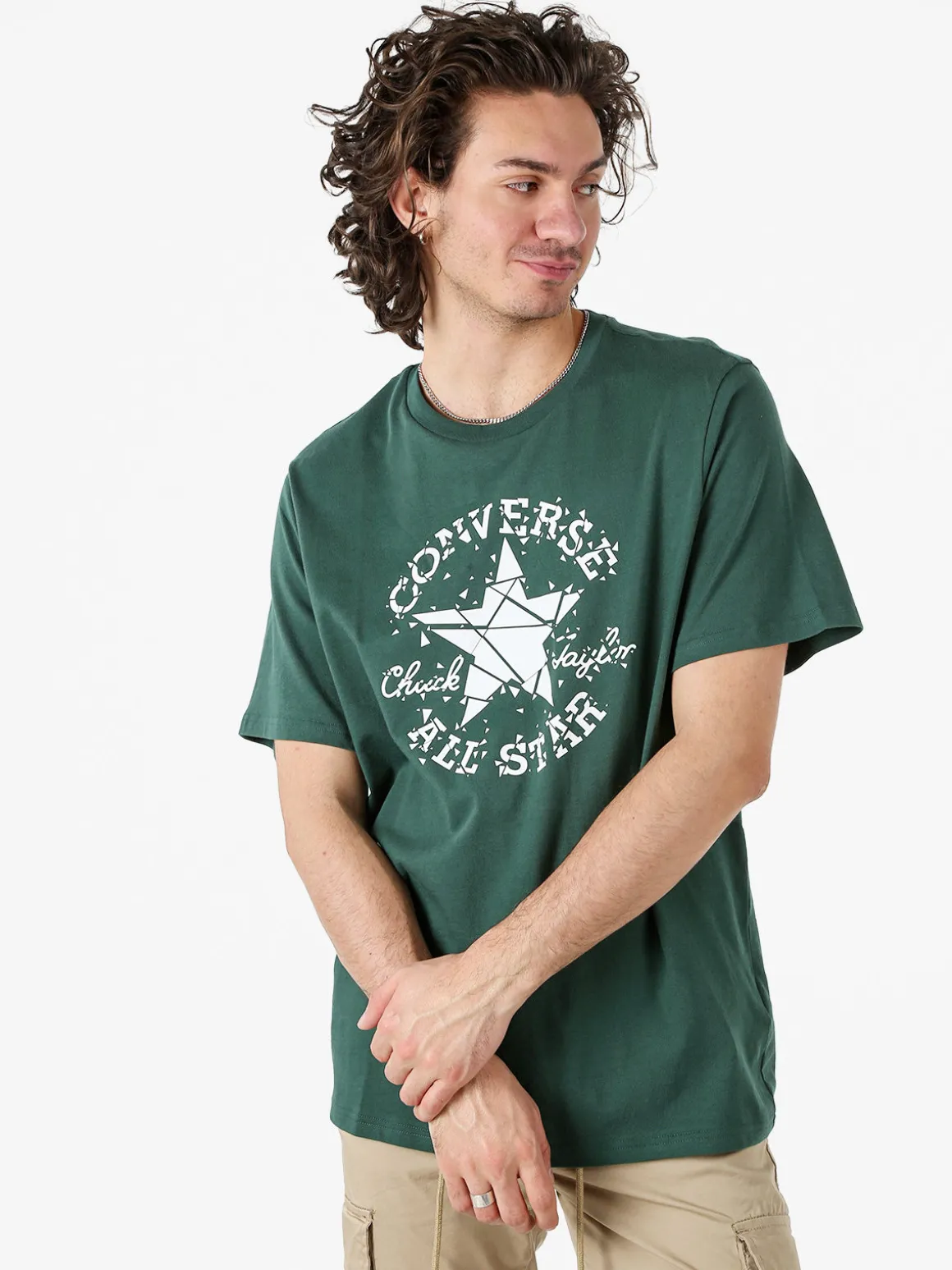Converse BROKEN GLASS t-shirt uomo con stampa logo - verde