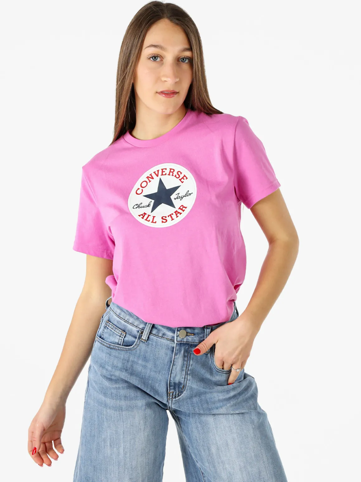 Converse CHUCK PATCH TEE - T-shirt donna con logo - rosa