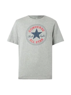 Converse CHUCK PATCH TEE t-shirt da uomo in cotone con stampa logo - grigio