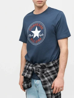 Converse CHUCK PATCH TEE t-shirt da uomo in cotone con stampa logo - blu scuro