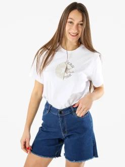 Converse CHUCK TAYLOR T-shirt donna in cotone con logo - bianco