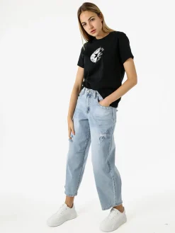 Converse CHUCK TAYLOR T-shirt donna in cotone con logo - bianco