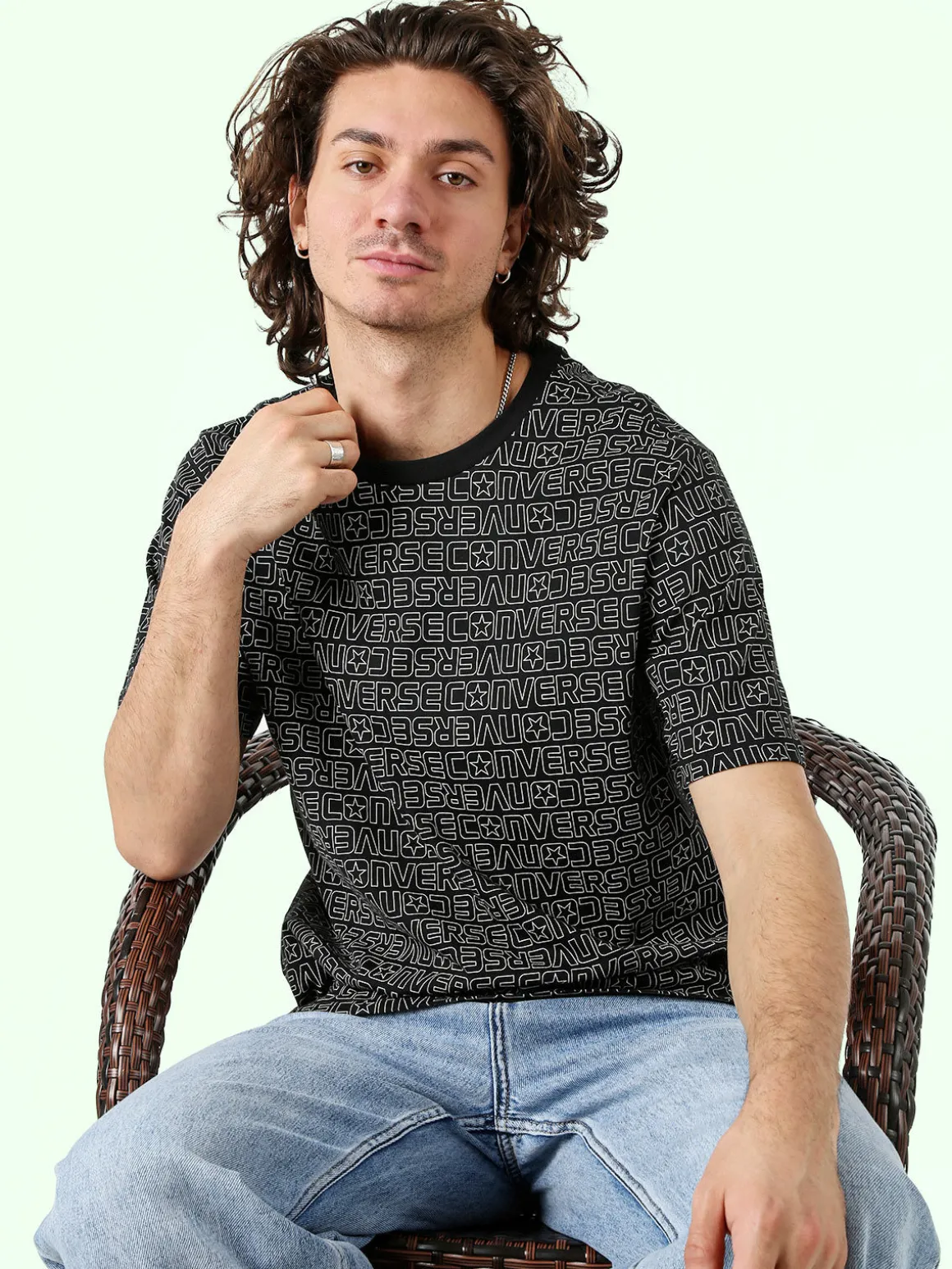 Converse CHUCK TEE t-shirt in cotone da uomo con stampe logo - nero