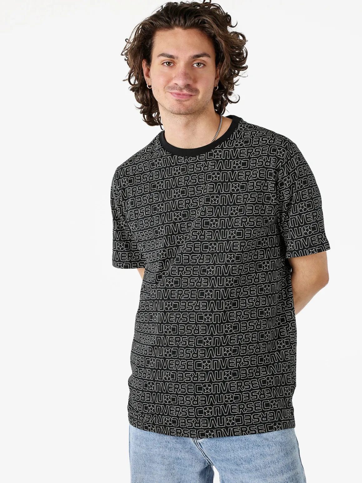 Converse CHUCK TEE t-shirt in cotone da uomo con stampe logo - nero