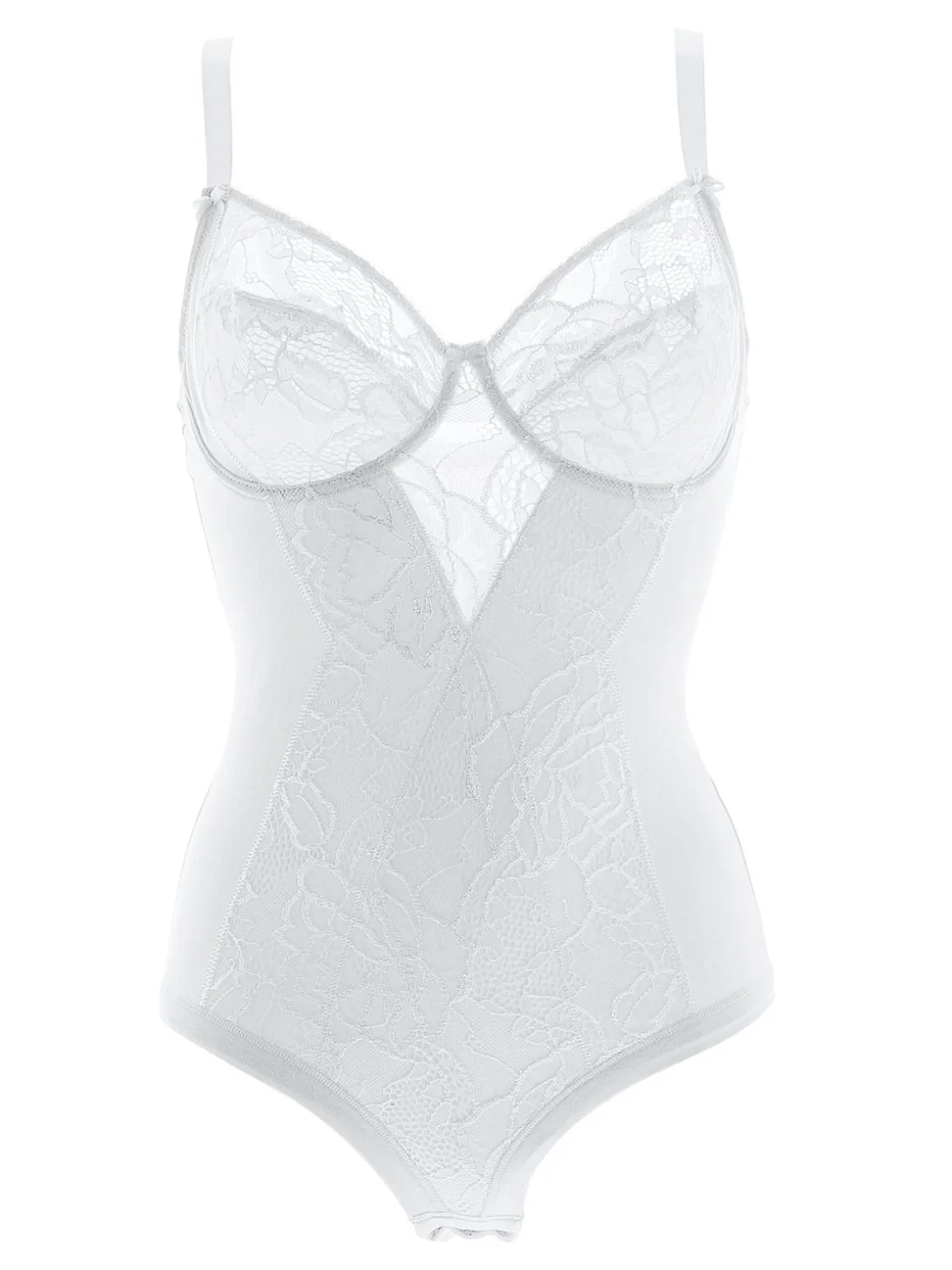 Cotonella CD521C Body donna in pizzo con ferretto coppa C - bianco