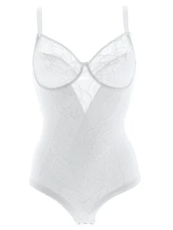 Cotonella CD521D Body donna in pizzo con ferretto coppa D - bianco