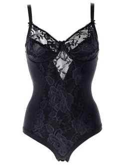 Cotonella CD521D Body donna in pizzo con ferretto coppa D - nero