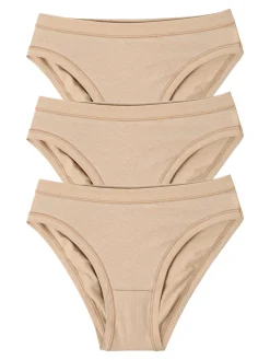 Cotonella Confezione da 3 slip donna in cotone bielastico - sabbia