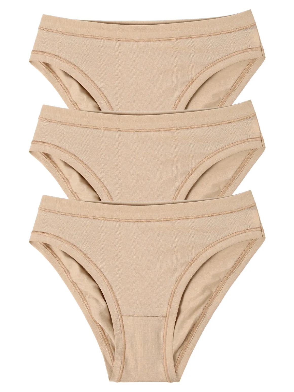 Cotonella Confezione da 3 slip donna in cotone bielastico - sabbia