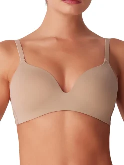 Cotonella Reggiseno imbottito da donna in microfibra senza ferretto COPPA B - beige