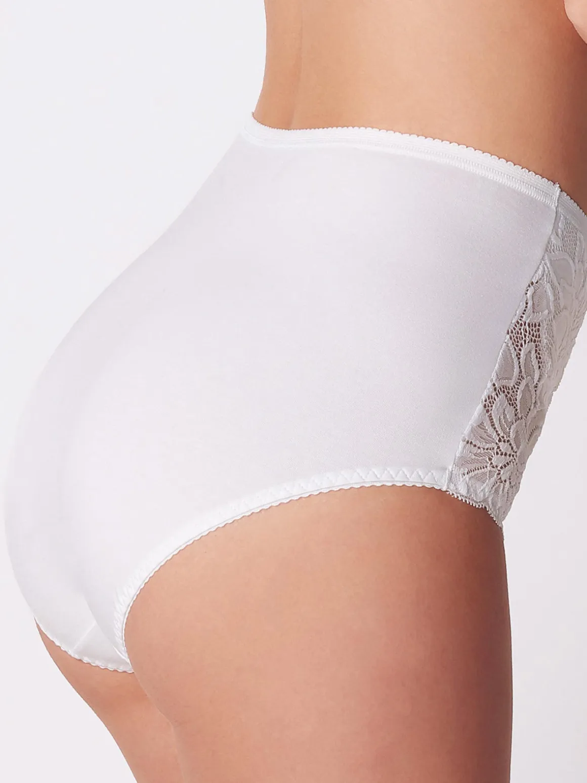Cotonella Slip maxi donna in cotone modal e pizzo - bianco